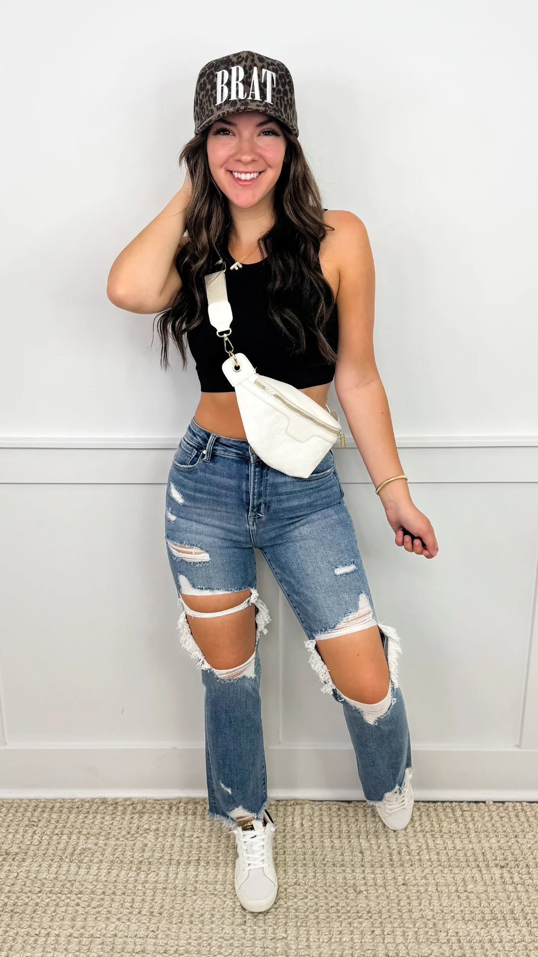 Basic Effortless Fun Ribbed Black Avery Mae Cropped Tank Top - Image 6