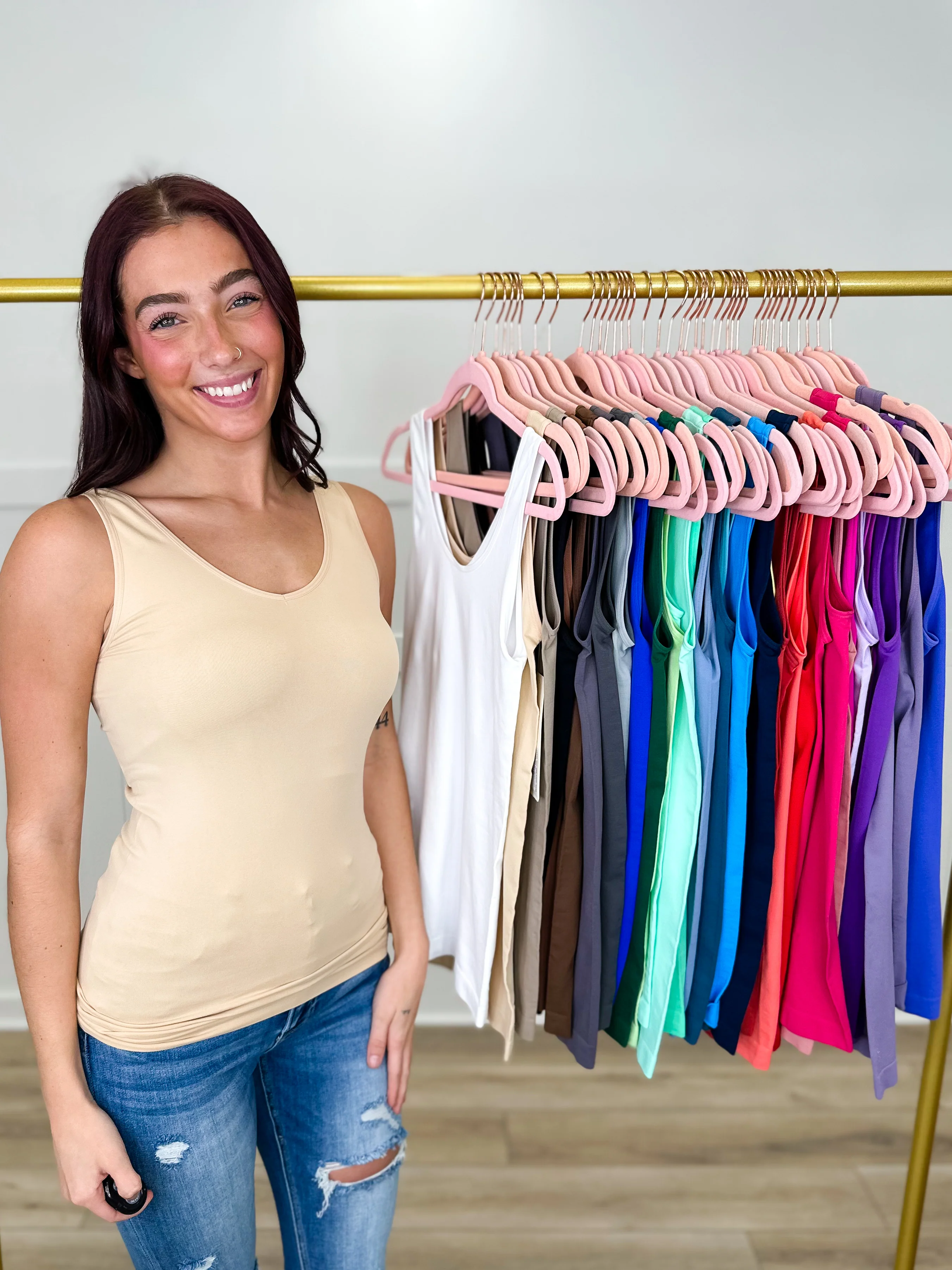 Basic Reversible V & Scoop Neck Tank Top - Multiple Colors - Image 2