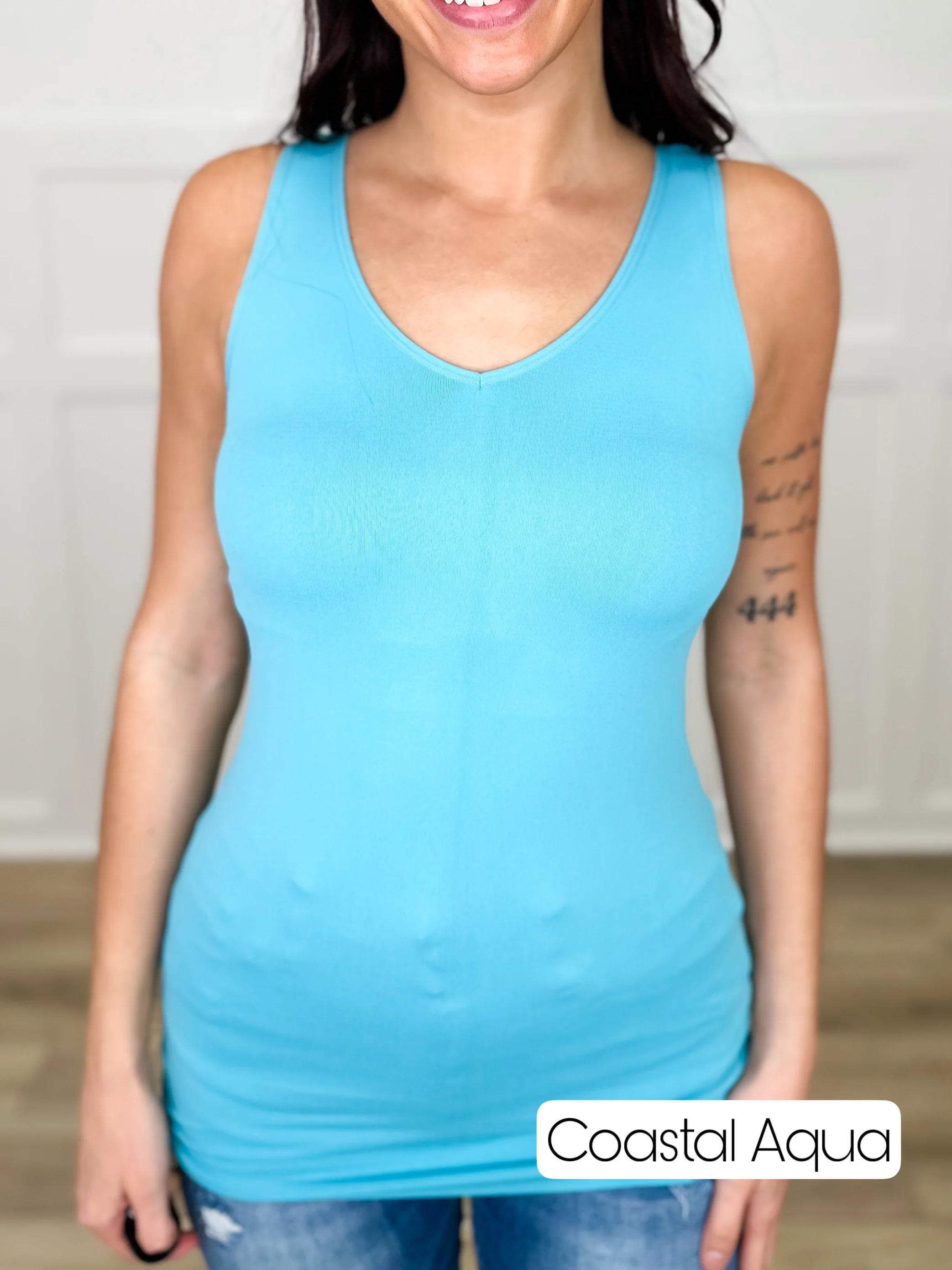 Basic Reversible V & Scoop Neck Tank Top - Multiple Colors - Image 29