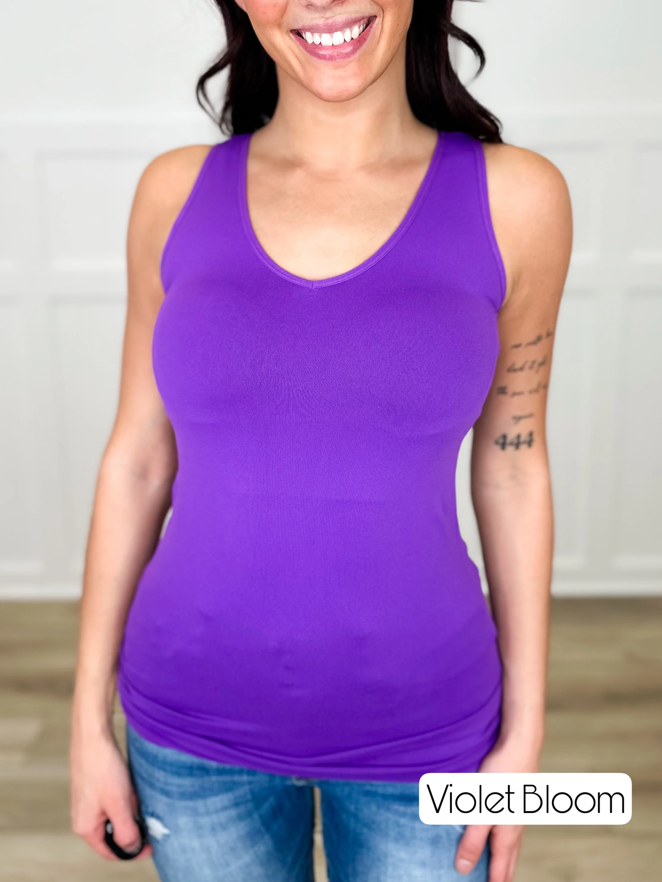 Basic Reversible V & Scoop Neck Tank Top - Multiple Colors - Image 35