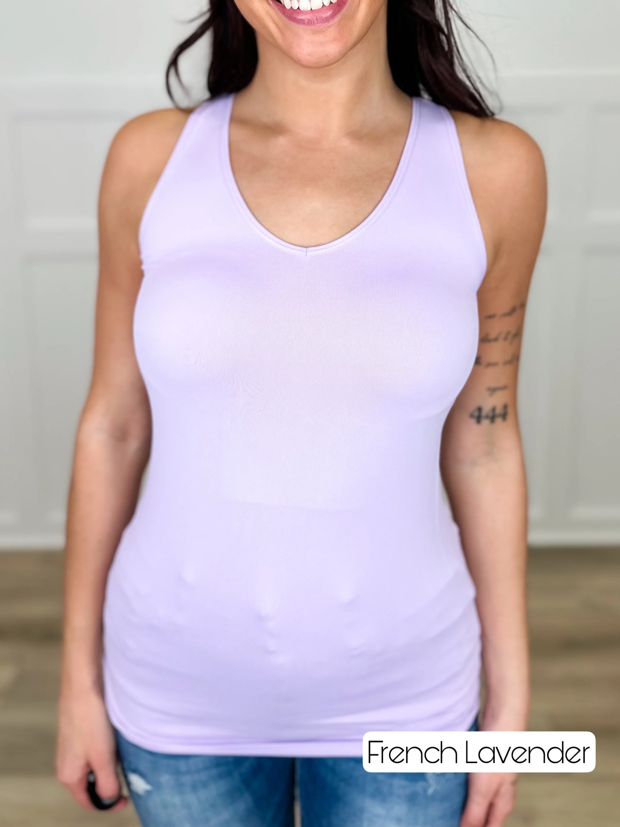 Basic Reversible V & Scoop Neck Tank Top - Multiple Colors - Image 36