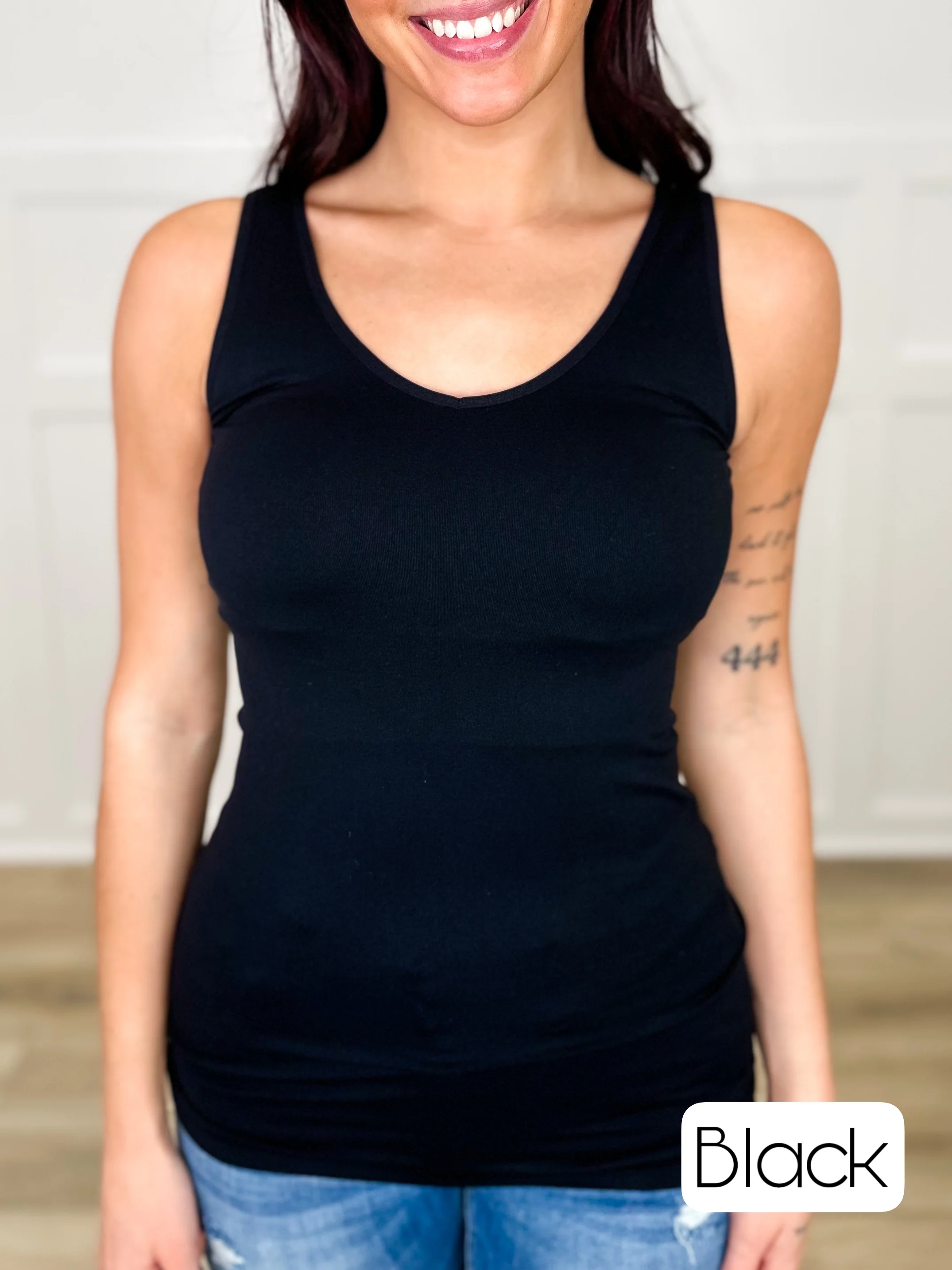 Basic Reversible V & Scoop Neck Tank Top - Multiple Colors - Image 5