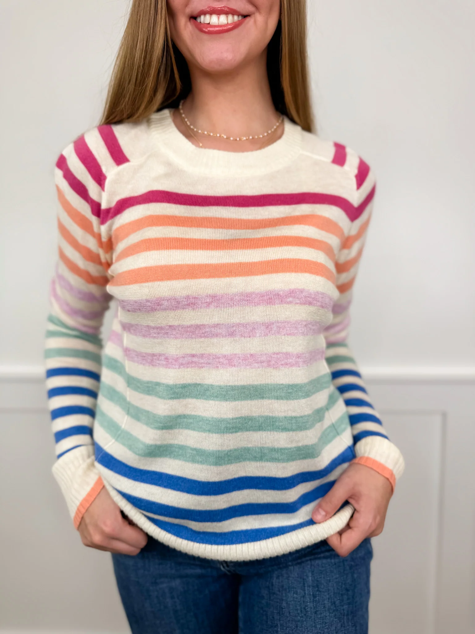 Brighten My Day Knit Long Sleeve Cream Avery Mae Top