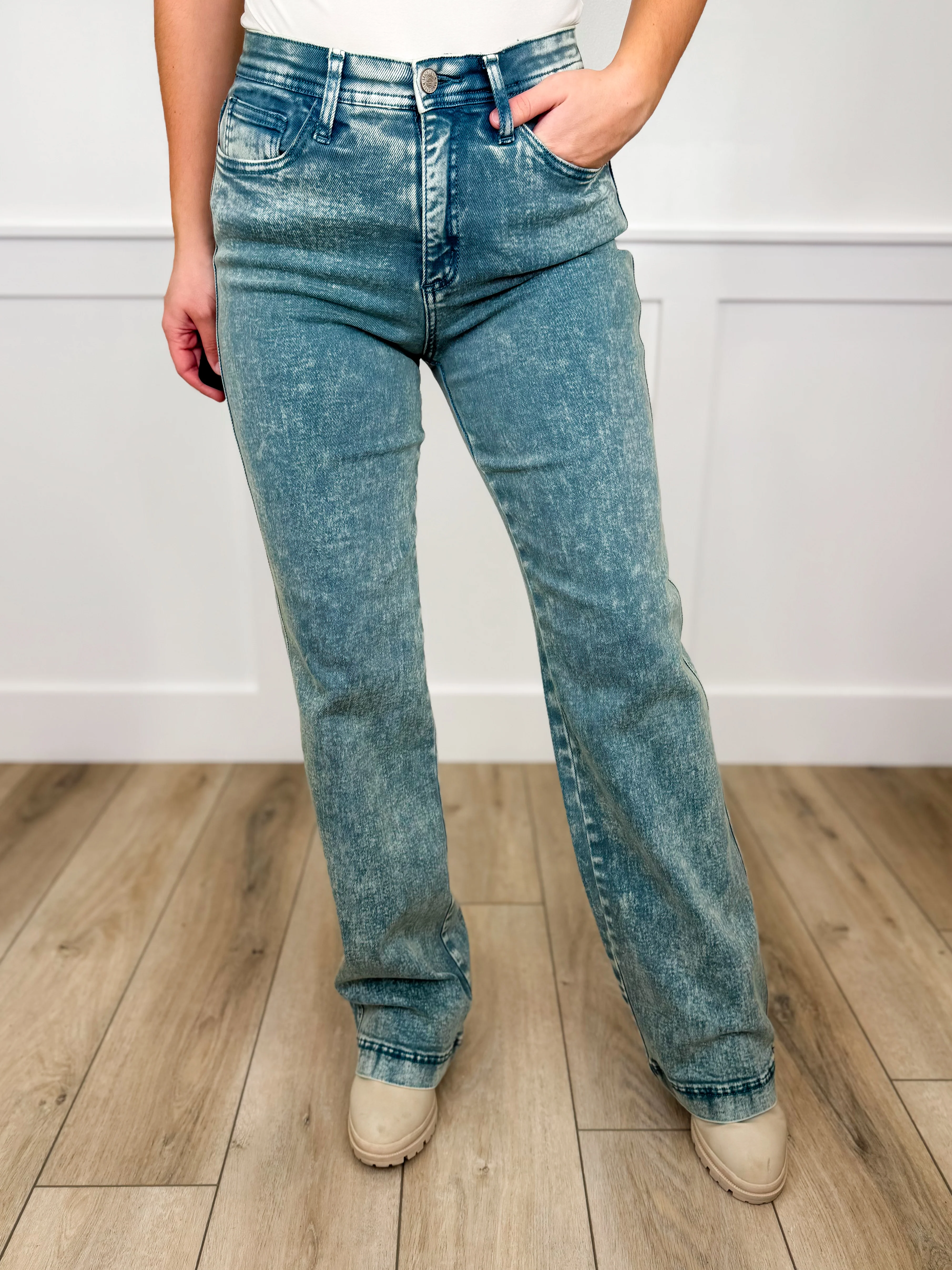 Saige Chelsea Tummy Control Straight Leg Jeans - 3 colors! - Acid Wash (Non-Distressed) - Image 2