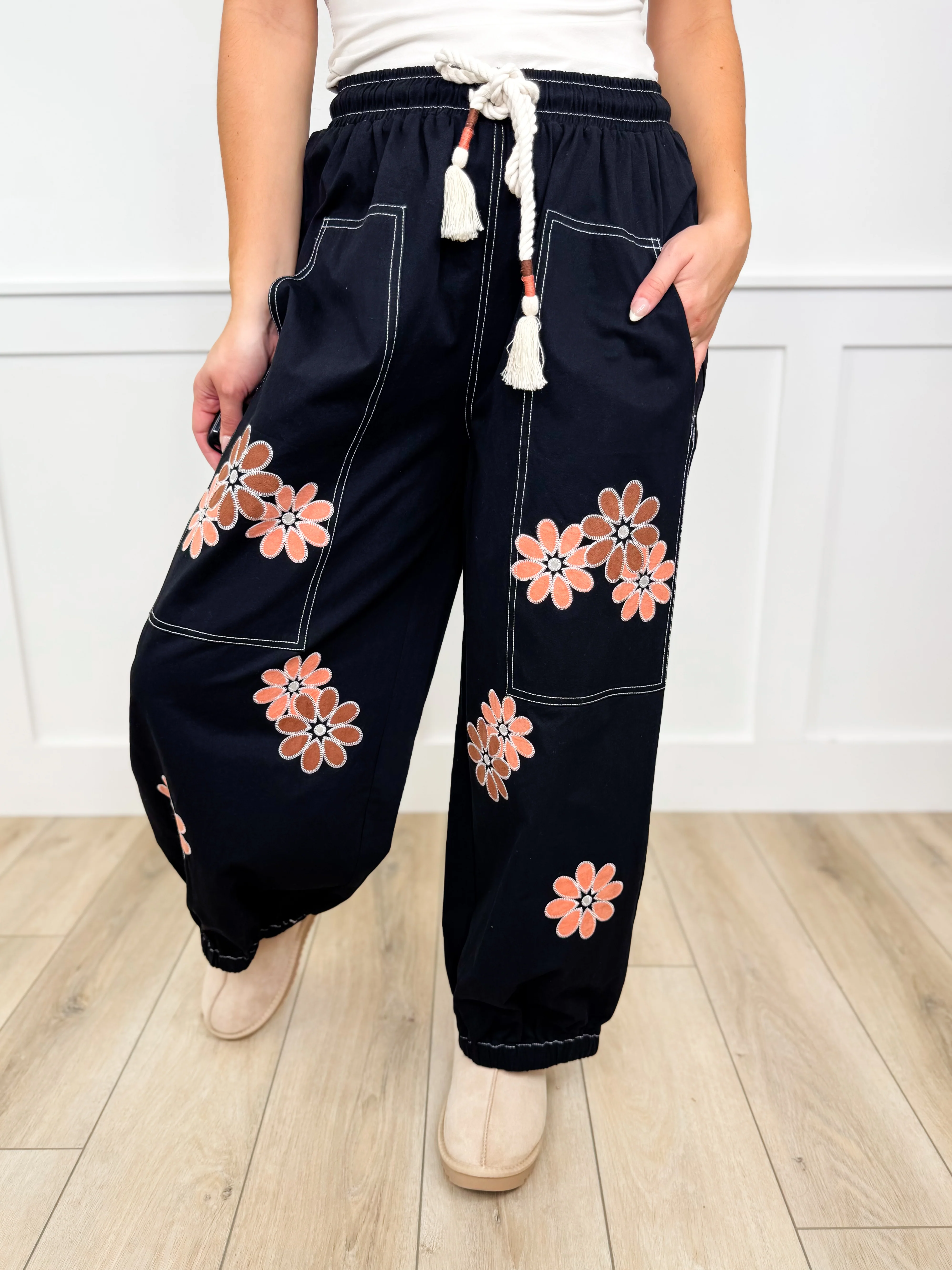 Confessions of a Girl High-Rise Cotton Wide Leg Avery Mae Cropped Joggers - 2 colors! - Image 2