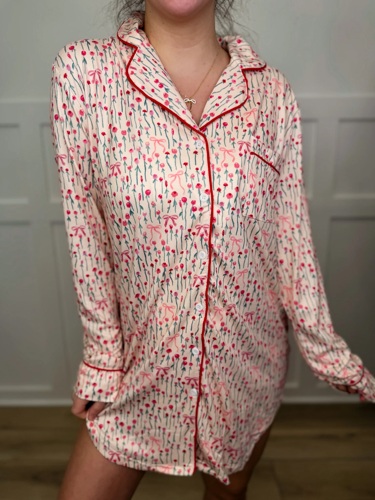 Cozy in Sleep Long Sleeve Avery Mae Button Up Night Dress - 3 options! - Image 3