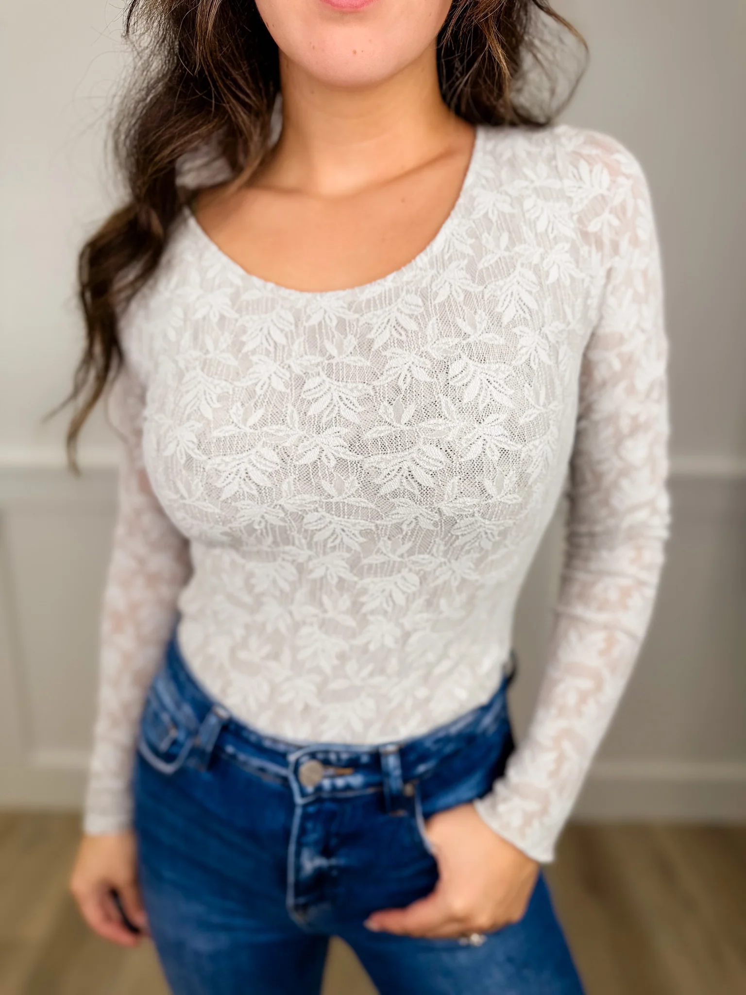Crazy in Love Lace Long Sleeve Avery Mae Bodysuit Top - 3 colors! - Image 4