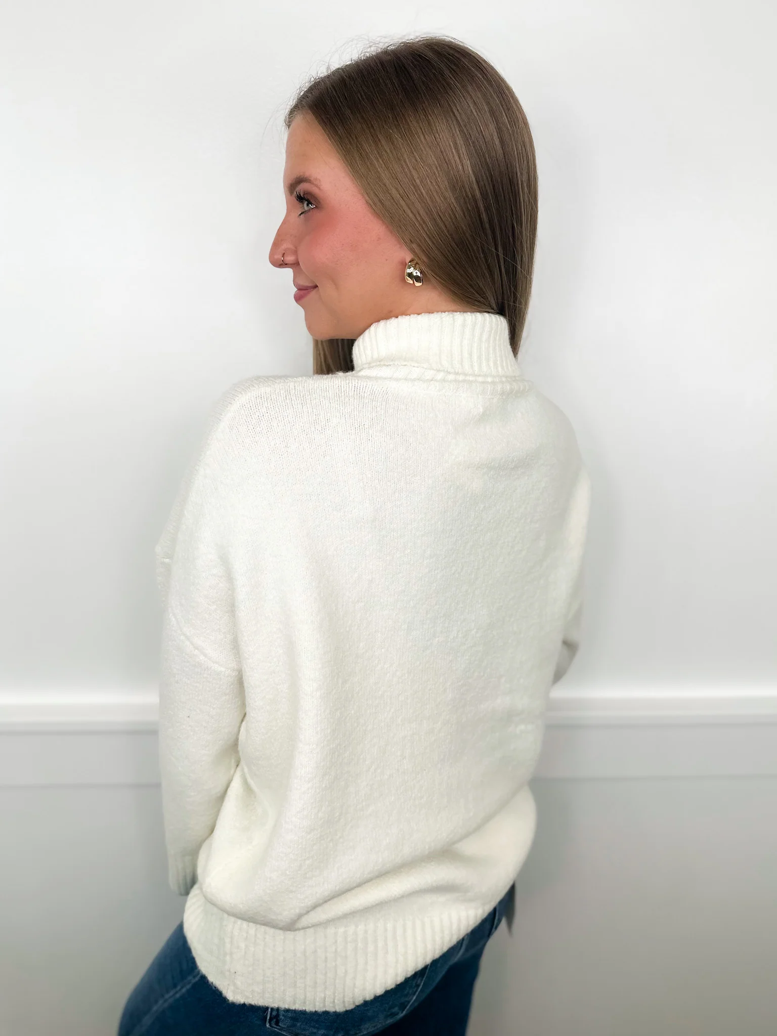Days Like These Knit Long Sleeve Ivory Avery Mae Sweater Top - Image 2
