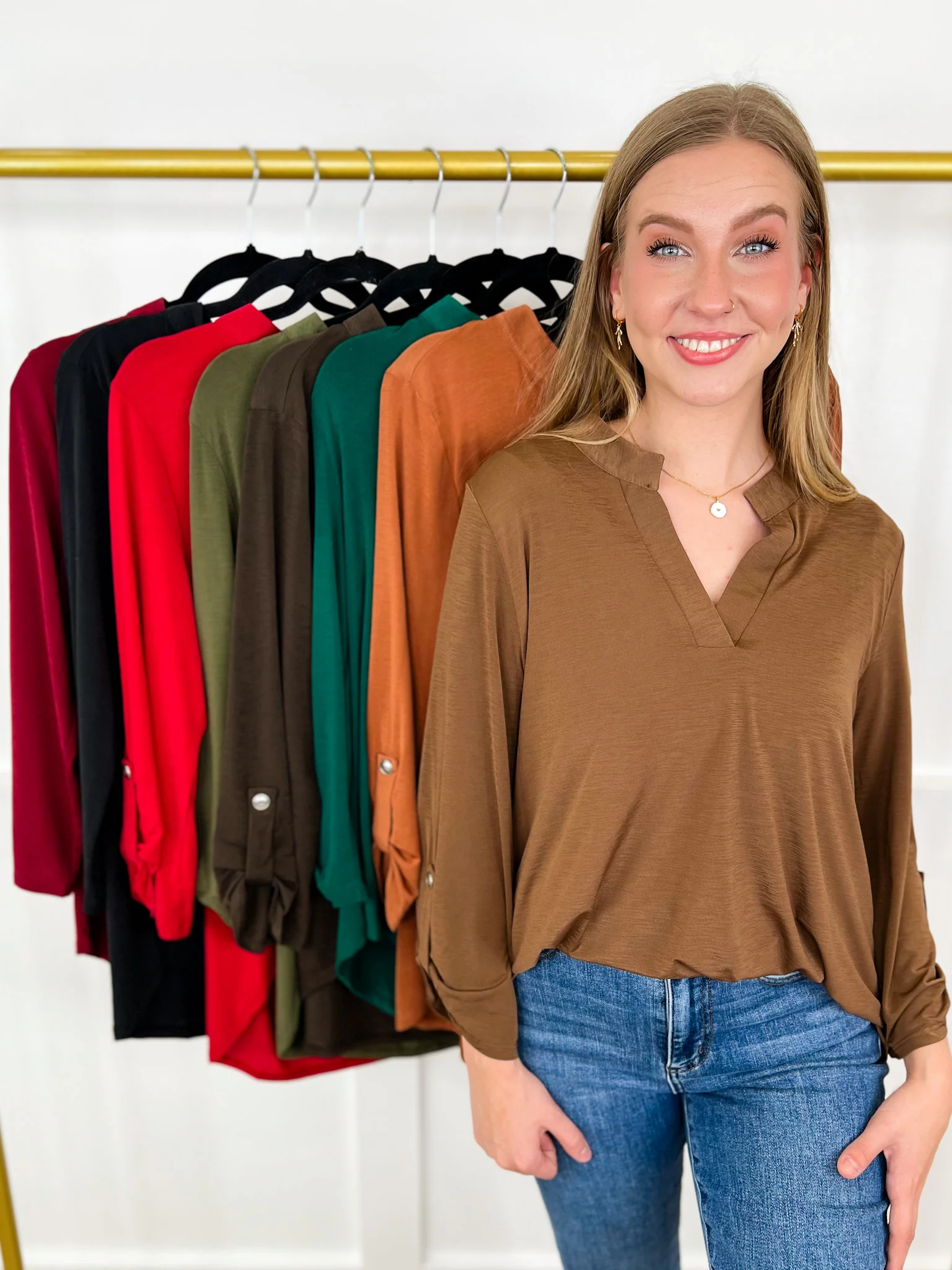 Dear Scarlett Simply Irresistible Wrinkle-Free 3/4 Sleeve Gabby Top - 8 colors!