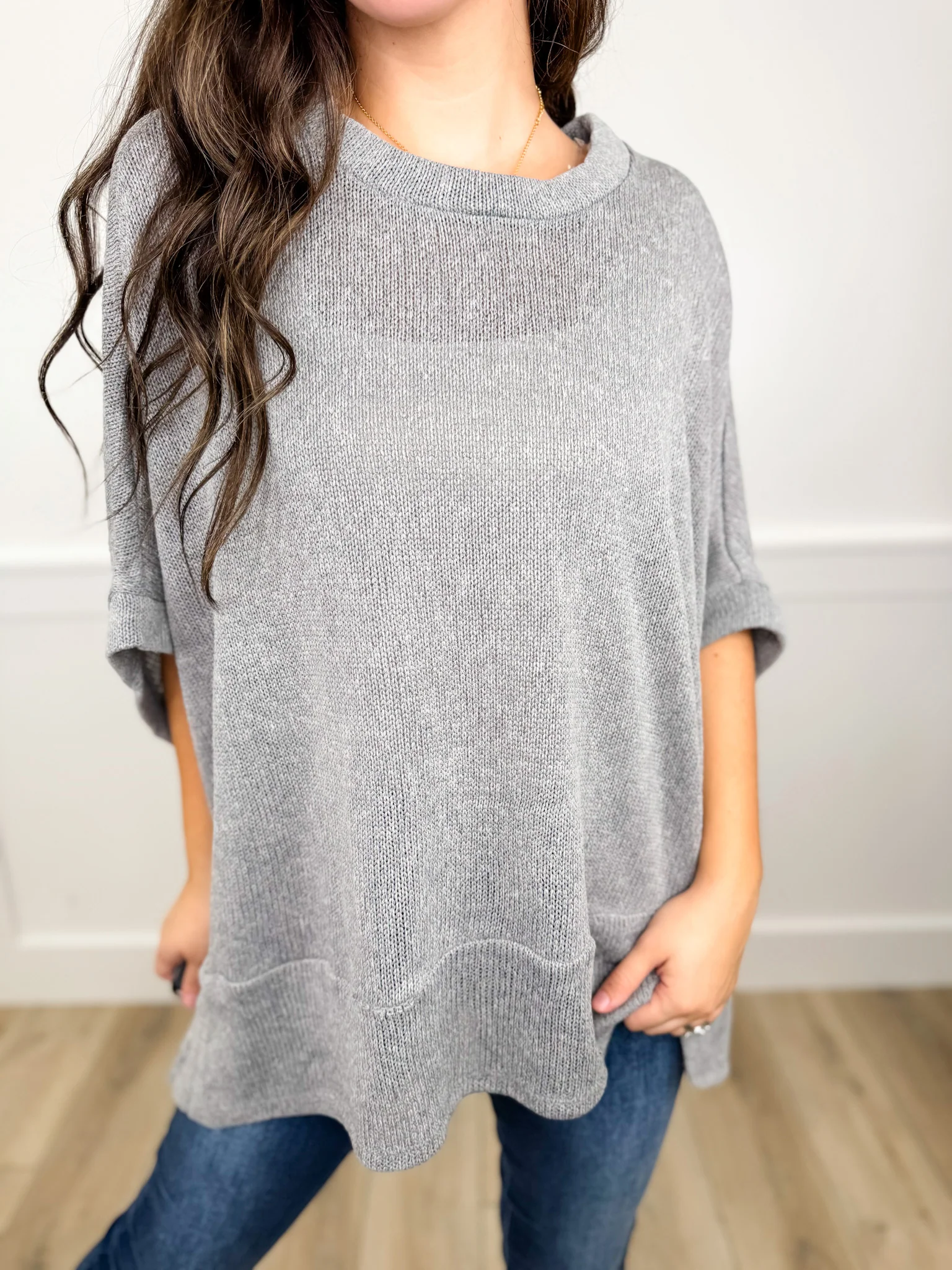 Dear Scarlett Strong Spirit Knit Short Sleeve Sweater Poncho Top - 7 colors! - Image 6