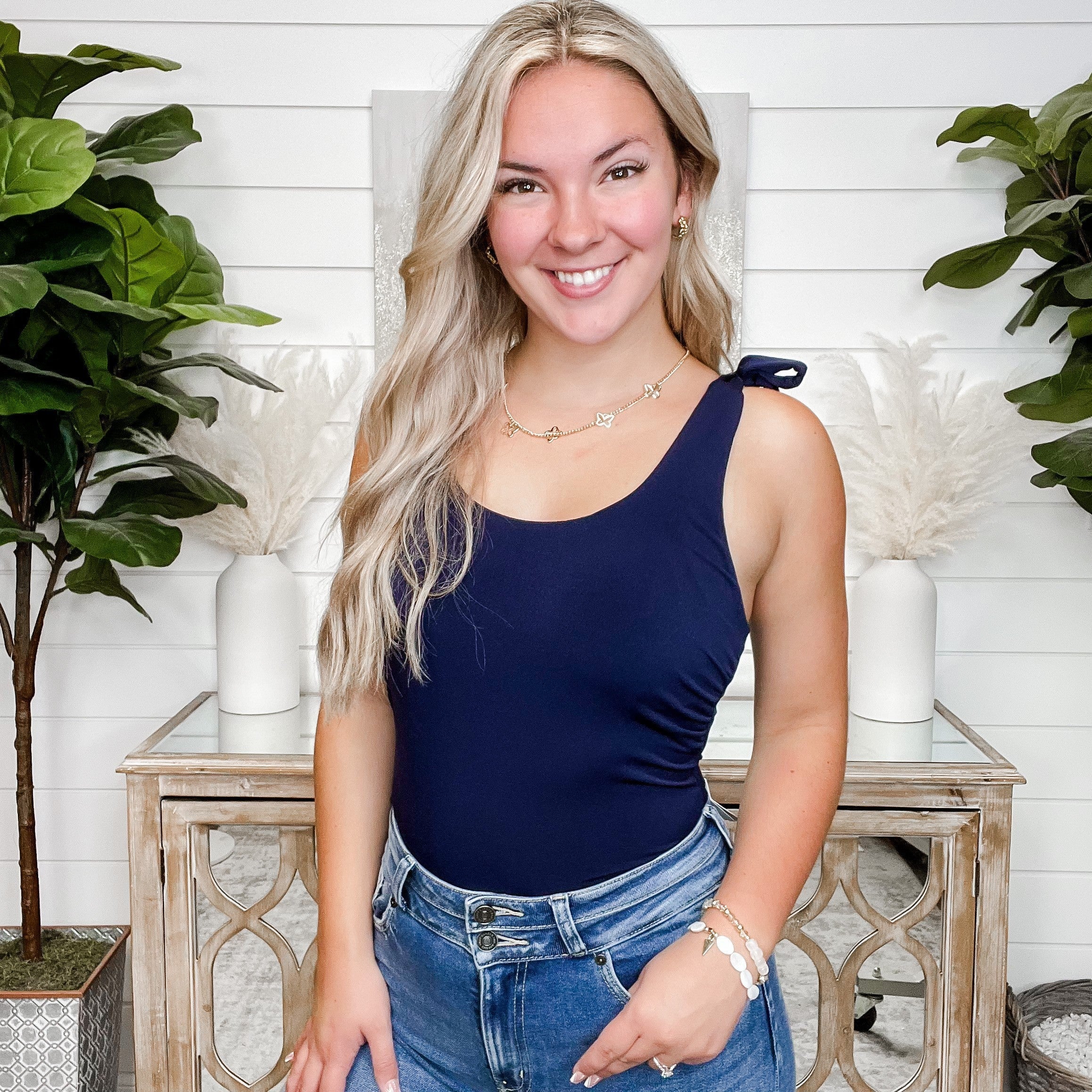 Didn't Mean it Wrinkle-Free Navy Bodysuit Top - Image 2