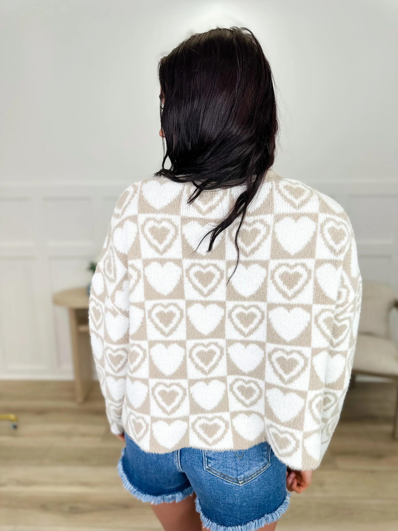 Drawn to You Knit Long Sleeve Tan Avery Mae Mom Cropped Button Up Cardigan - Image 2