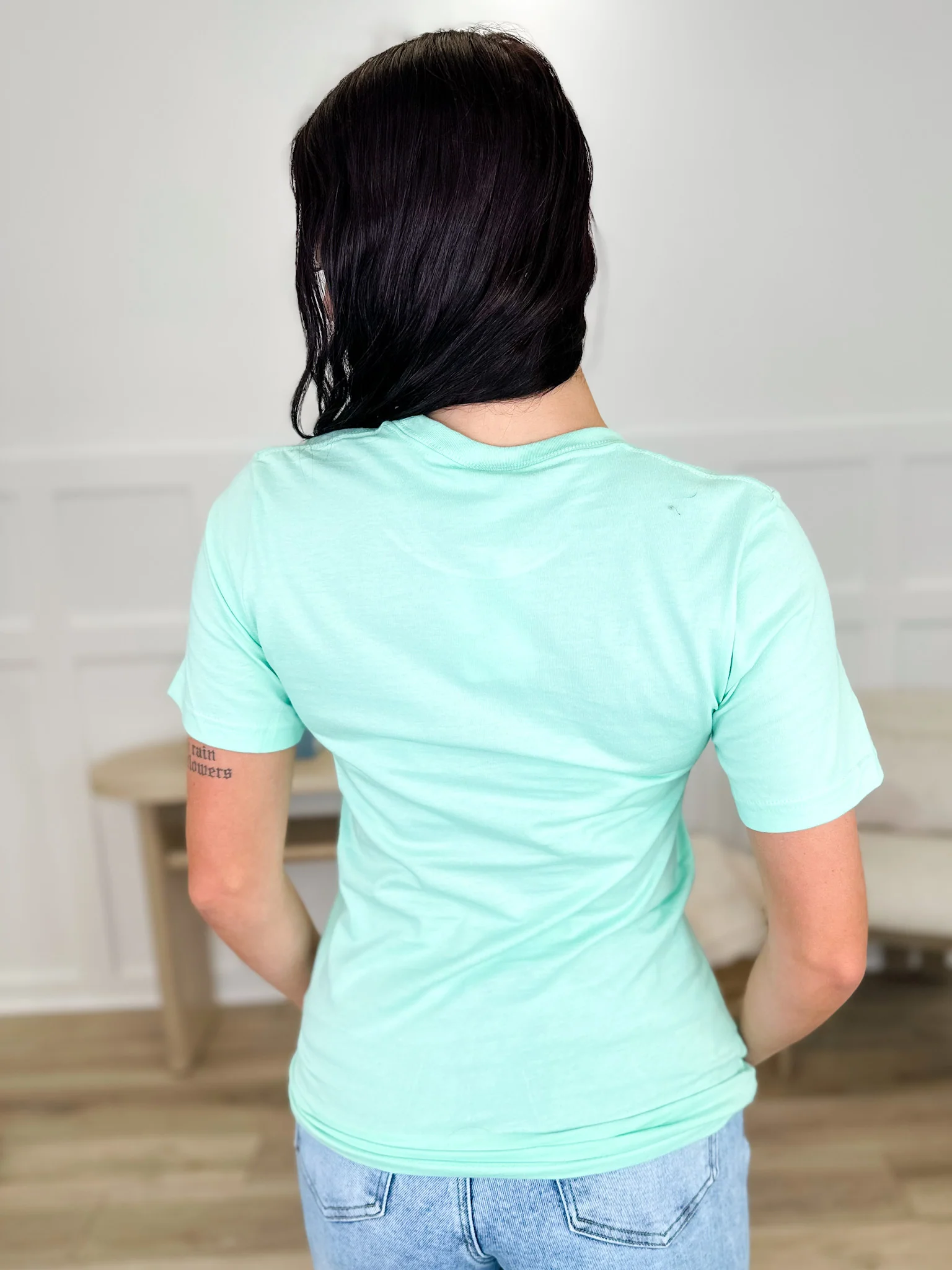 Faith Over Fear Cotton Short Sleeve Green Avery Mae Graphic Tee Shirt (Bella+Canvas) - Image 3