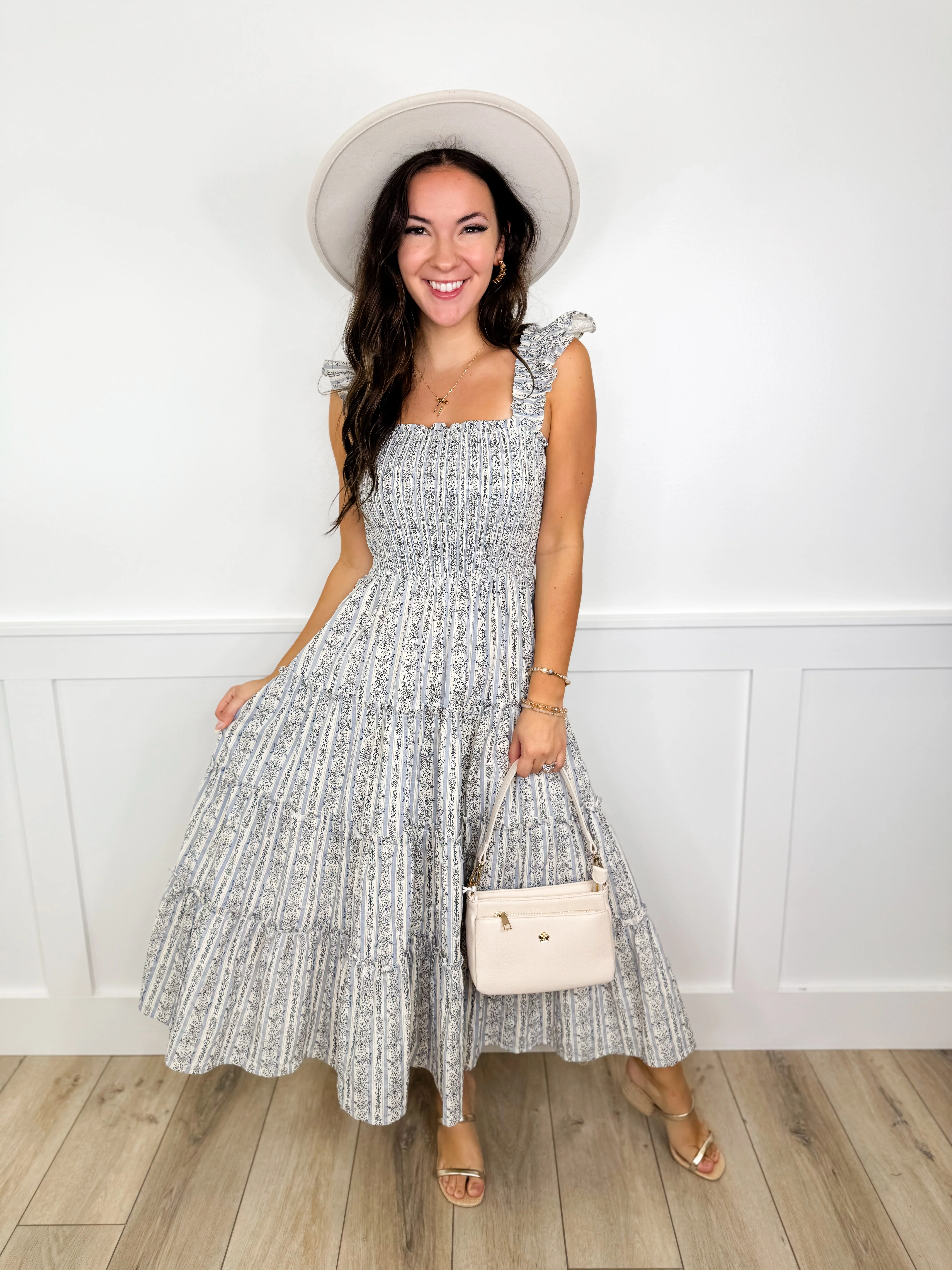 Floral Lines Cotton Ivory Avery Mae Dress - Image 2