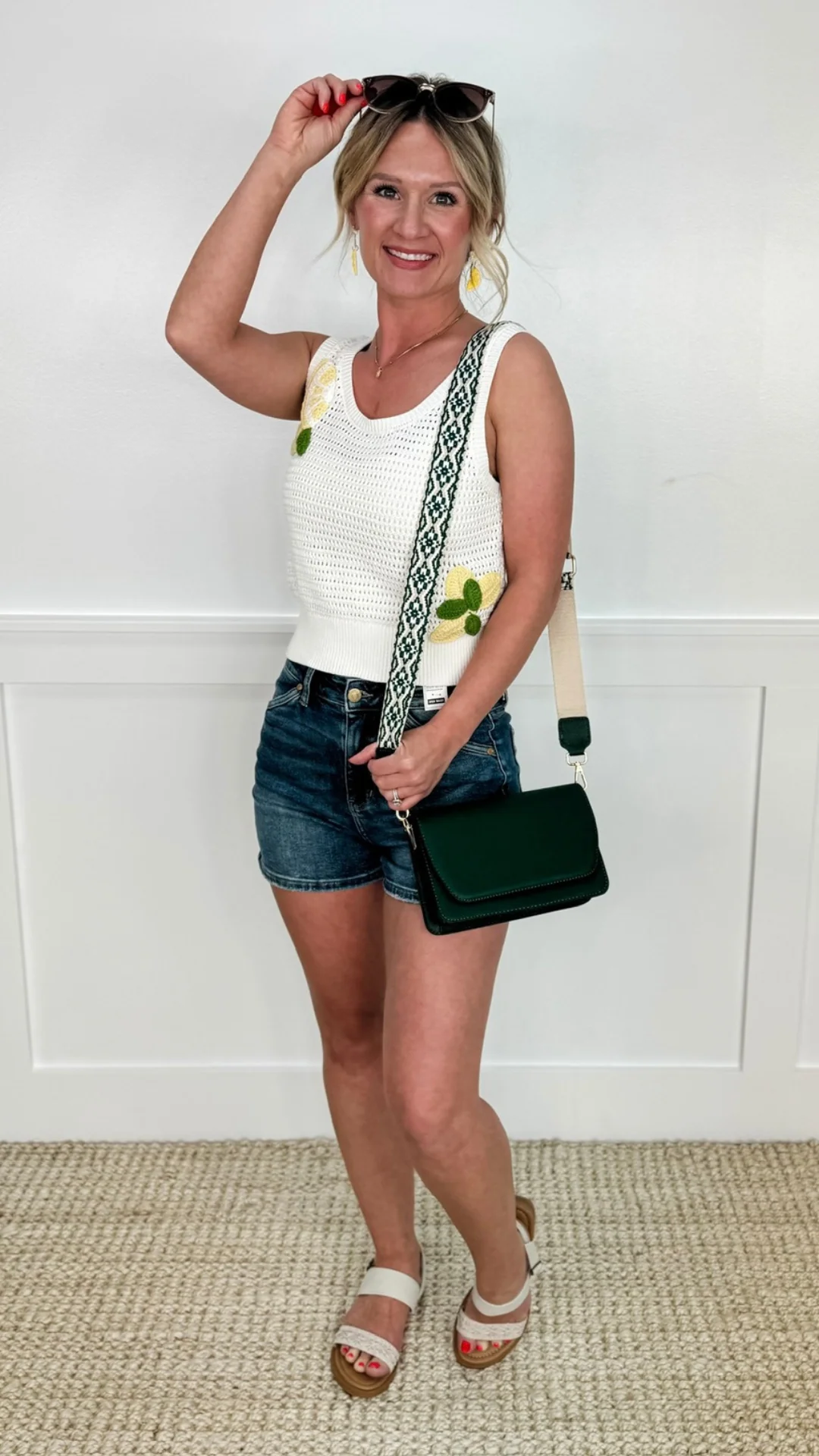 Fresh Lemon Squeeze Cotton Ivory Avery Mae Tank Top - Image 4