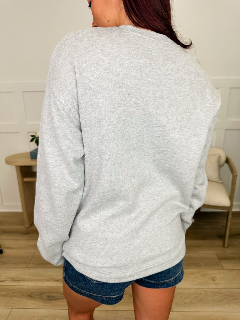 Giving Bow Envy Cotton Blend Long Sleeve Grey Avery Mae Graphic Crewneck Sweatshirt - Image 2