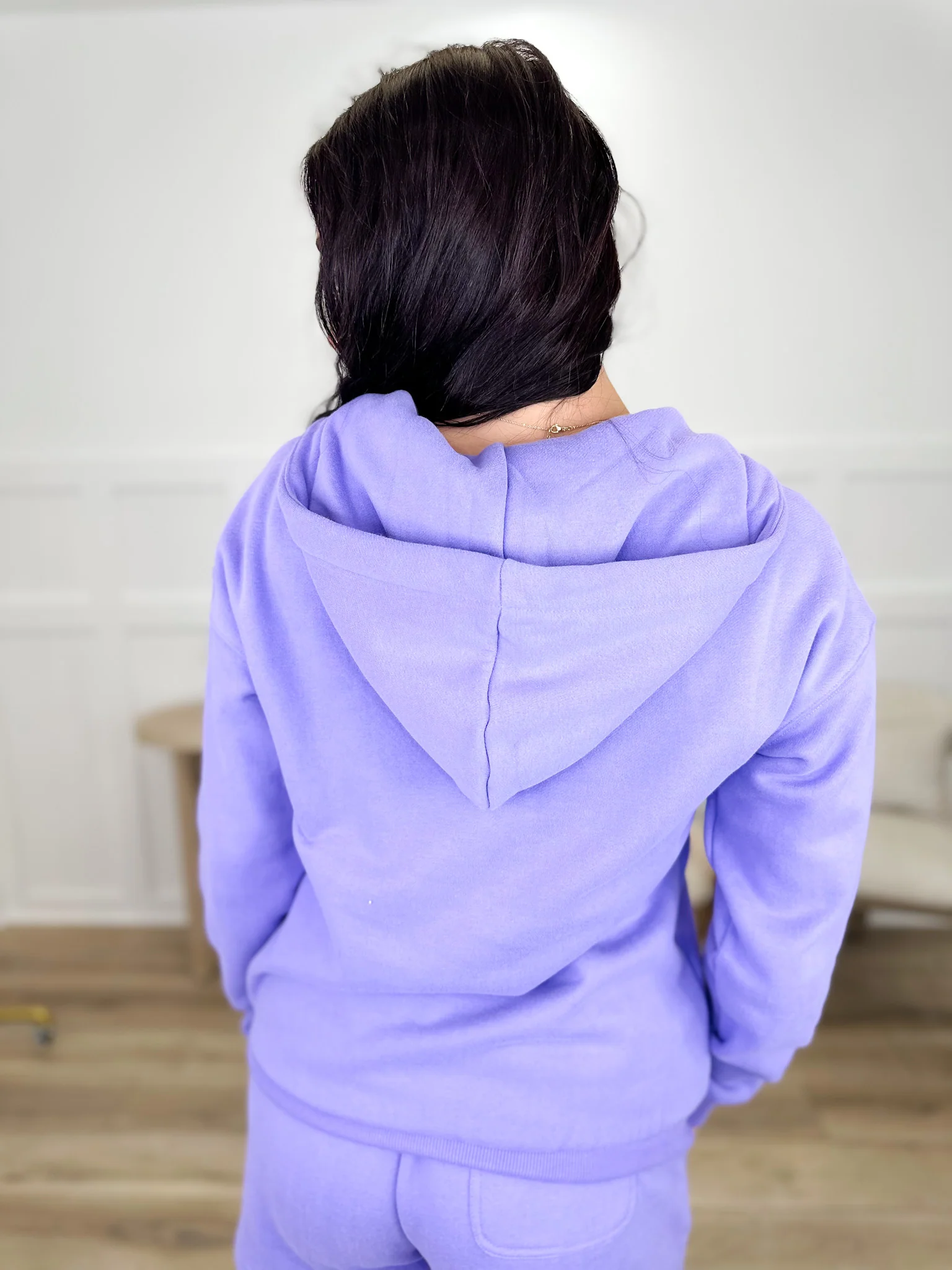 Happy at Home Cotton Blend Long Sleeve Purple Avery Mae Half Zip Hoodie Sweatshirt - Image 2