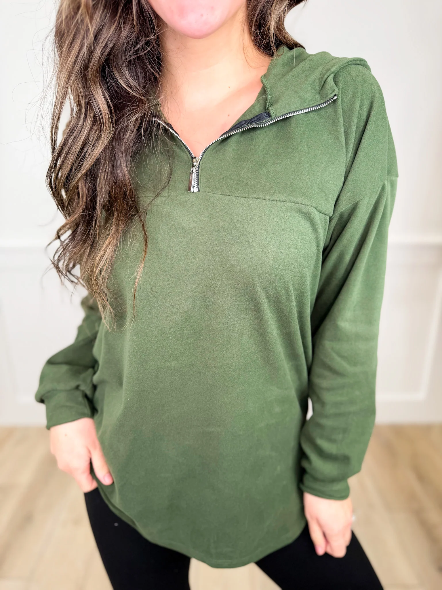 Happy Mind Fleece Long Sleeve Avery Mae Quarter Zip Hoodie Sweatshirt - 2 colors! - Image 2