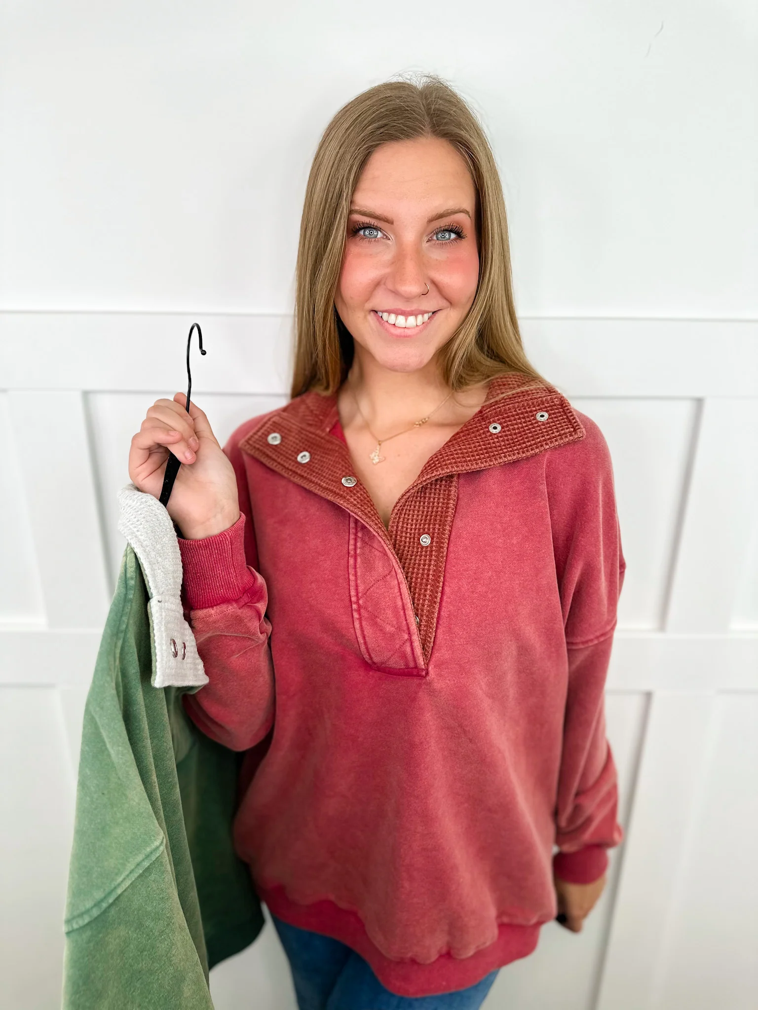 Hem & Thread Been Thinking Cotton Blend Long Sleeve Pullover Top - 2 colors!