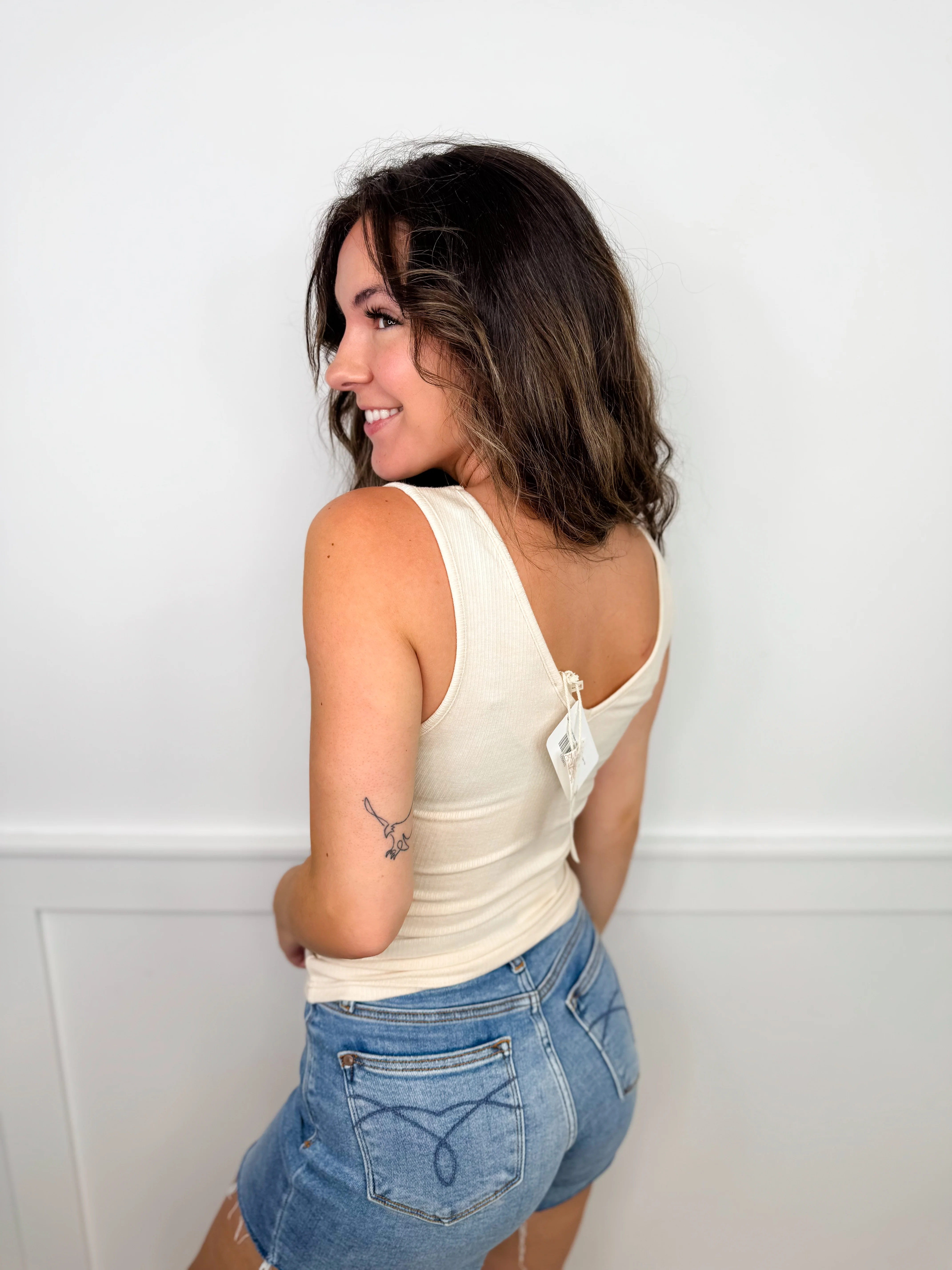 Hem & Thread Dream Weaver Rayon Blend Cream Tank Top - Image 2