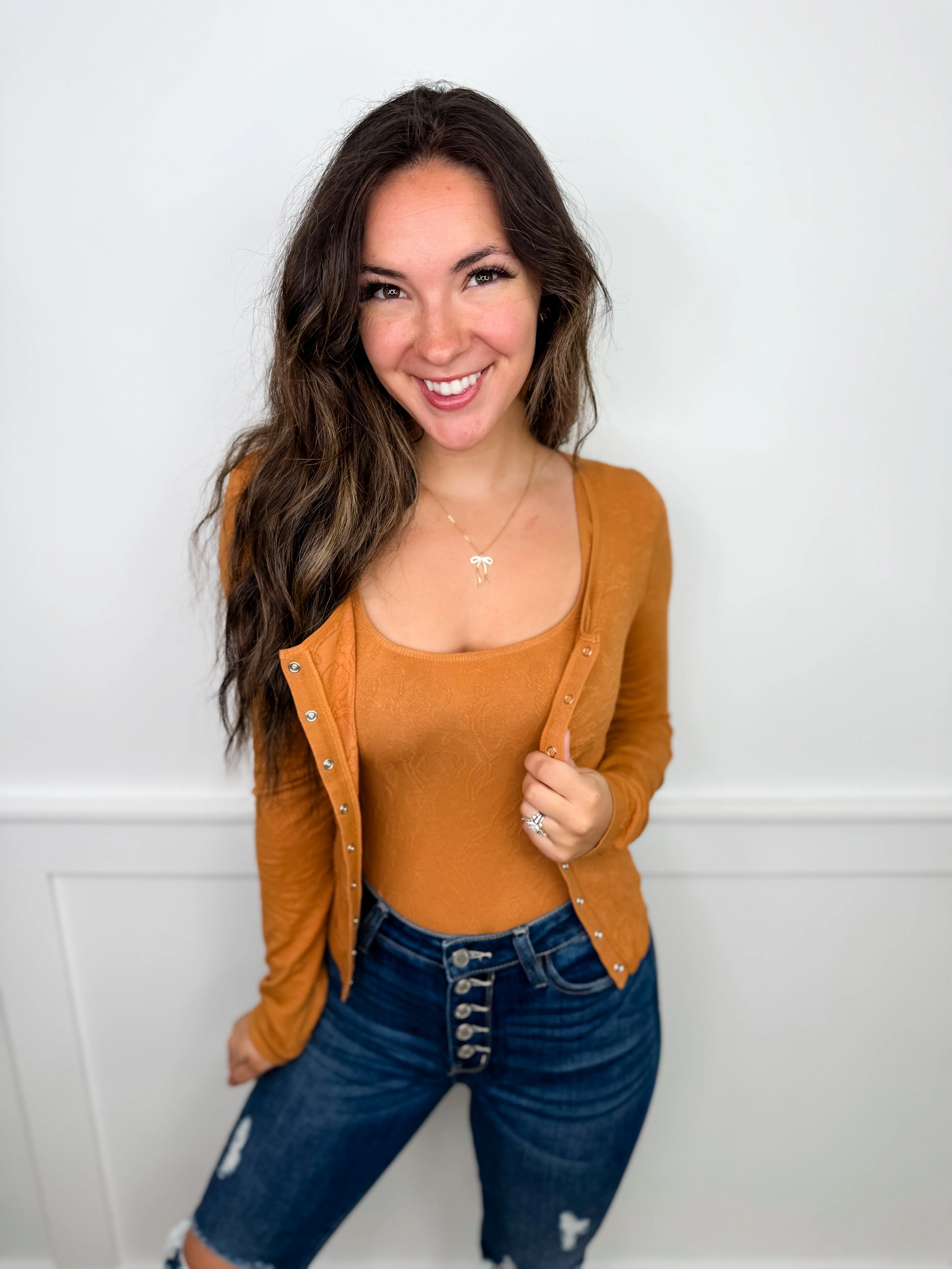 Hem & Thread On Some Level Long Sleeve Mom Cropped Button Up Top - 3 colors! - Image 2