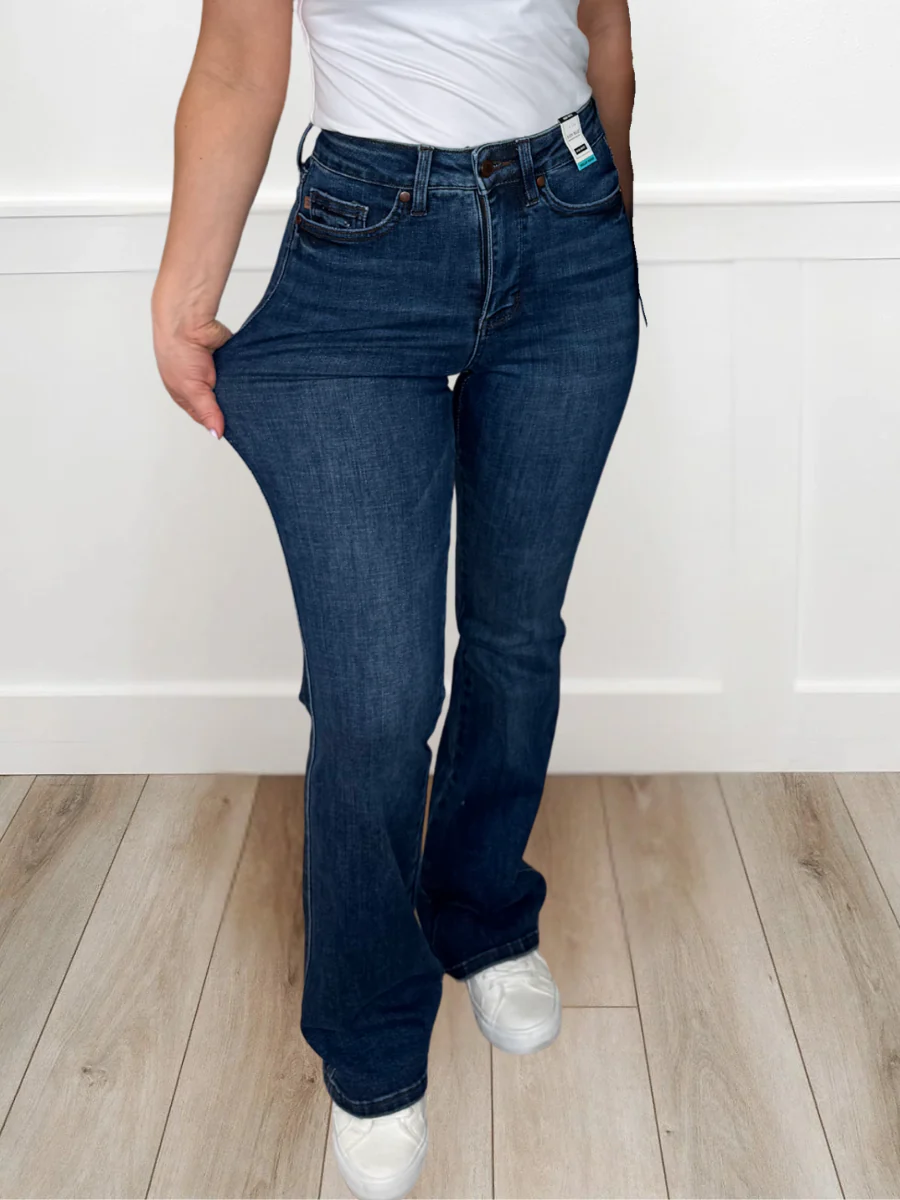 Judy Blue Cali Tummy Control Bootcut Jeans - Dark Wash (Multiple Inseams, Non-Distressed) - Image 19