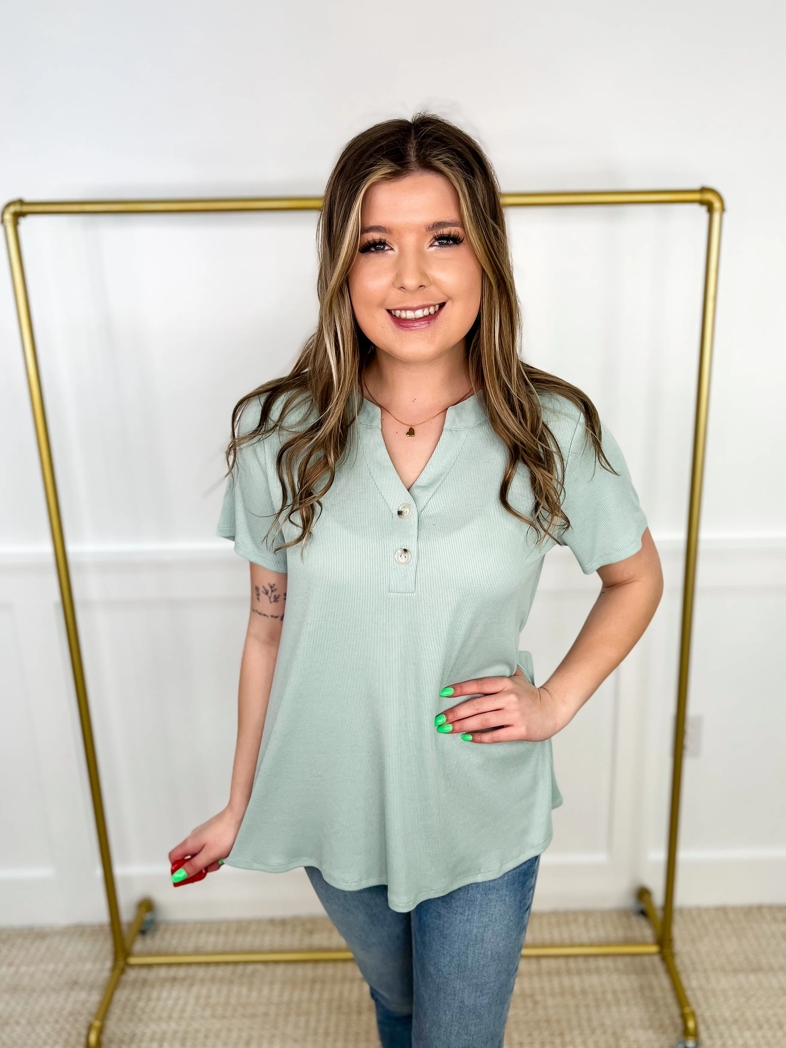 Made it Back Ribbed Short Sleeve Avery Mae Top - 8 colors! - Image 4