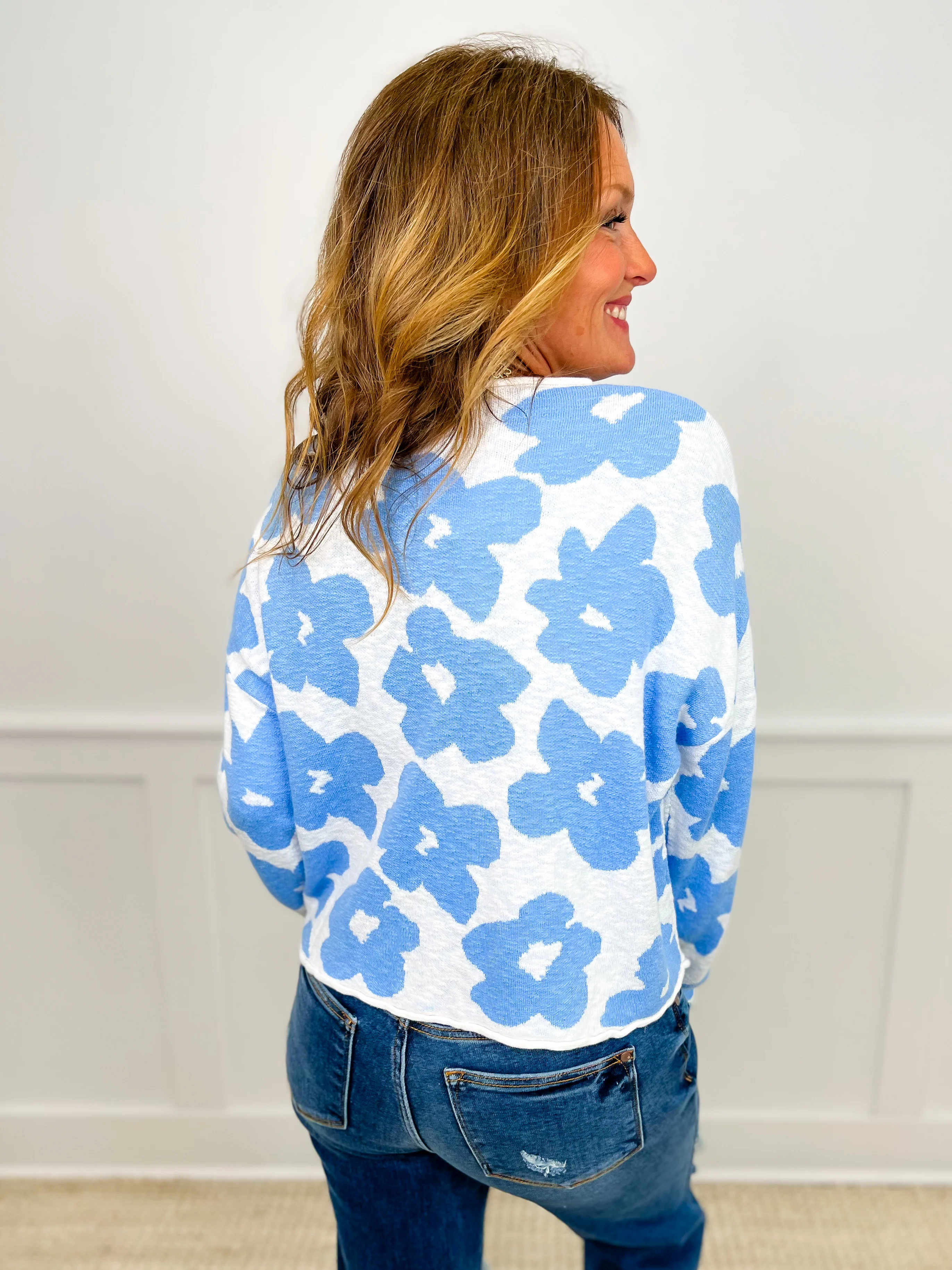 Petal Places Cotton Blend Long Sleeve White Avery Mae Mom Cropped Top - Image 2