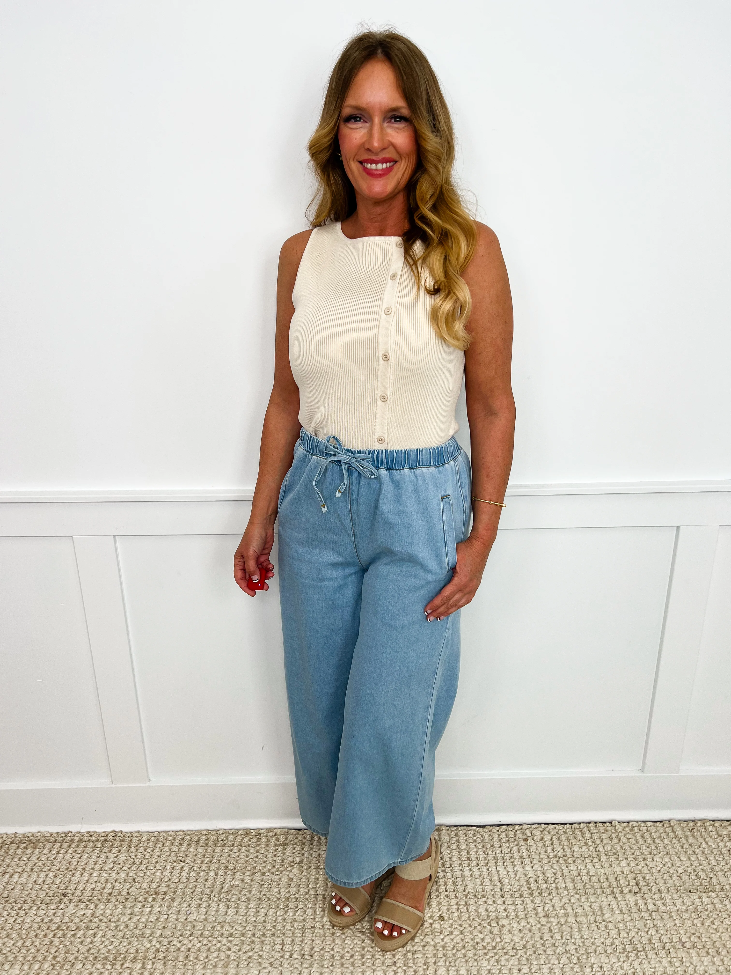 Pocketful of Possibilities High-Rise Cotton Wide Leg Denim Avery Mae Bottoms