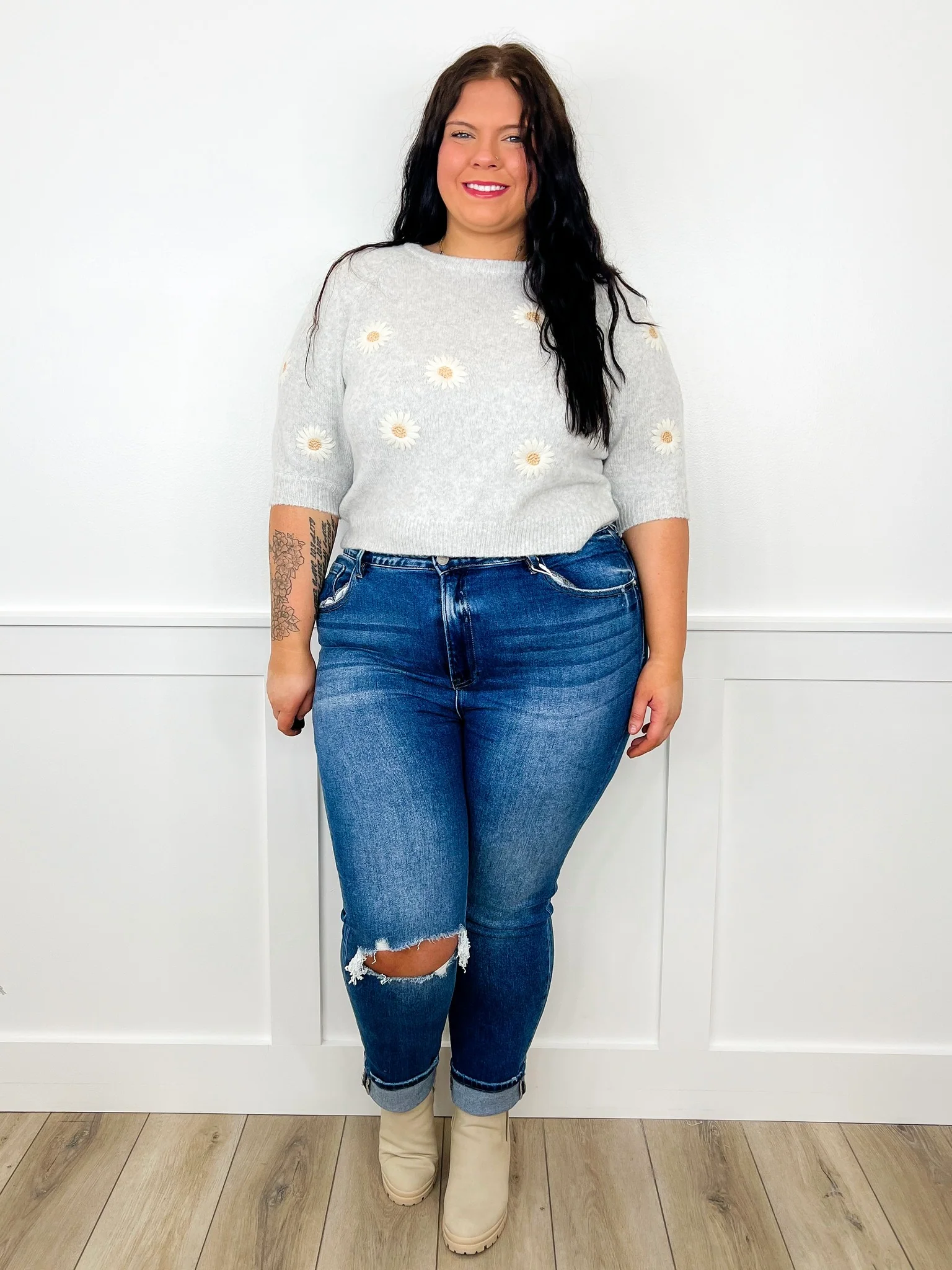 Risen Molly Distressed High-Rise Skinny Dark Wash Jeans - Image 27