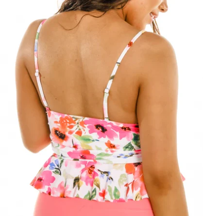 Coral Reef Smell the Flowers Scrunched Swim Top - Image 2