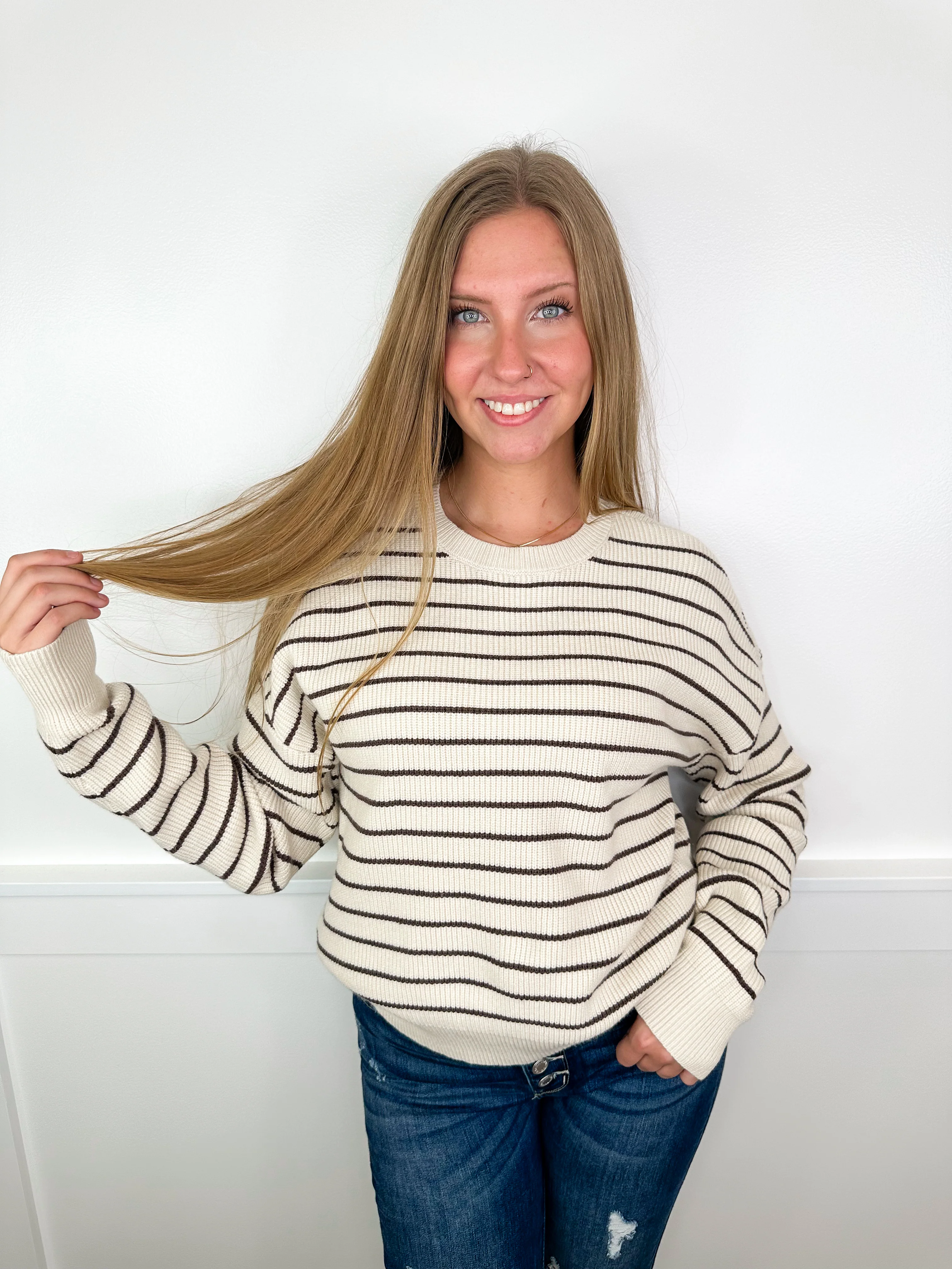 Truth or Dare Knit Long Sleeve Avery Mae Sweater Top - 2 colors! - Image 2