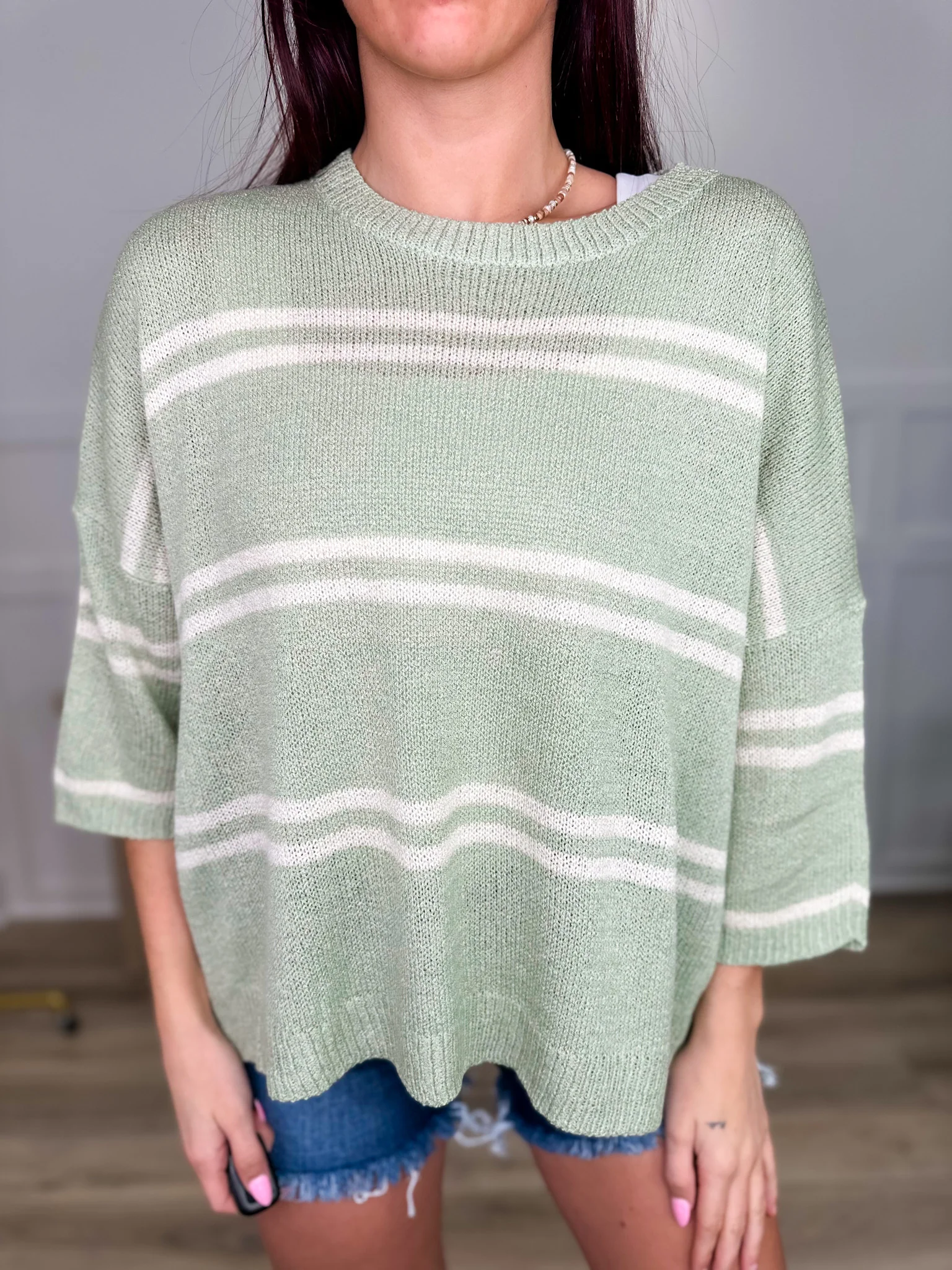 Whatever it is Knit 3/4 Sleeve Avery Mae Sweater Top - 3 colors! - Image 2