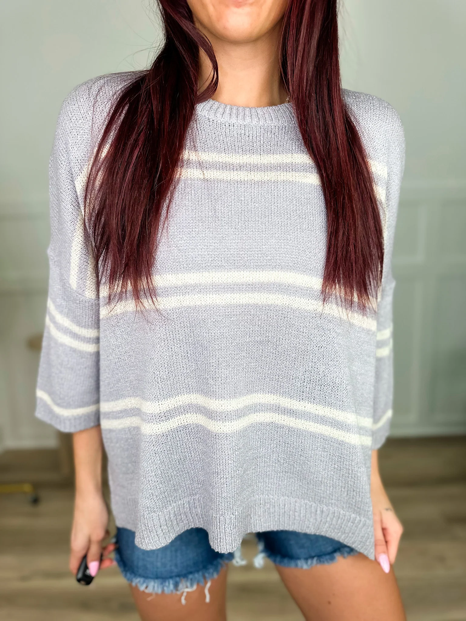 Whatever it is Knit 3/4 Sleeve Avery Mae Sweater Top - 3 colors! - Image 4