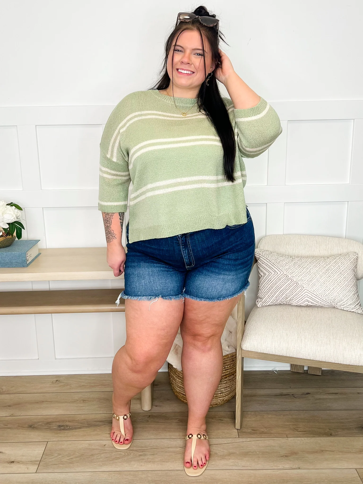 Whatever it is Knit 3/4 Sleeve Avery Mae Sweater Top - 3 colors! - Image 6