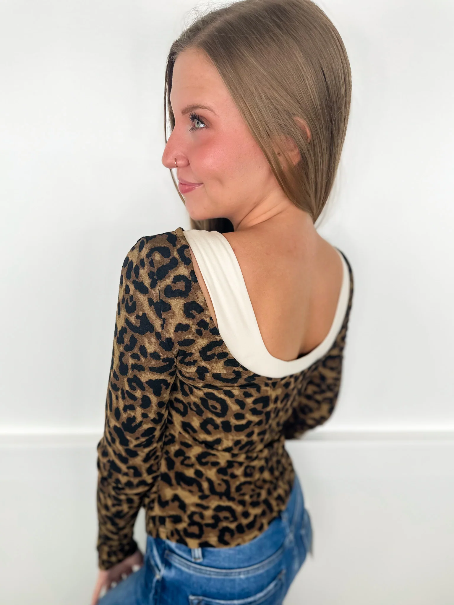 White Birch A Wild Exit Lightweight Long Sleeve Leopard Top - Image 2