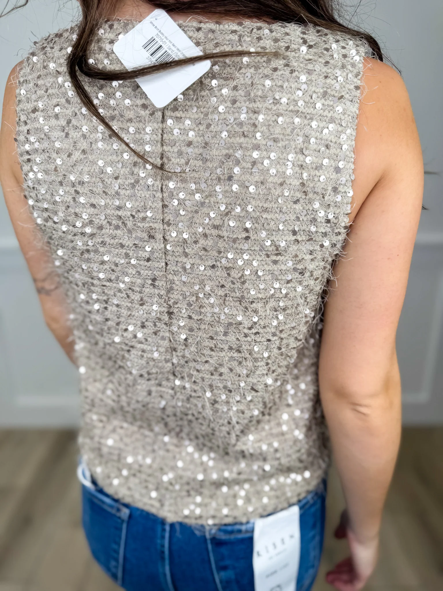 White Birch Bubbly Hour Knit Sand Mom Cropped Tank Top - Image 2