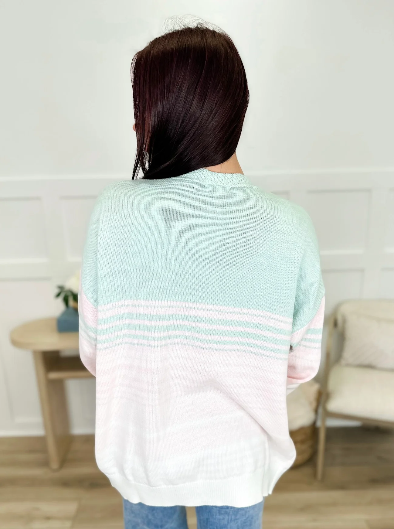 White Birch Made Other Plans Cotton Long Sleeve Mint Button Up Cardigan - Image 2