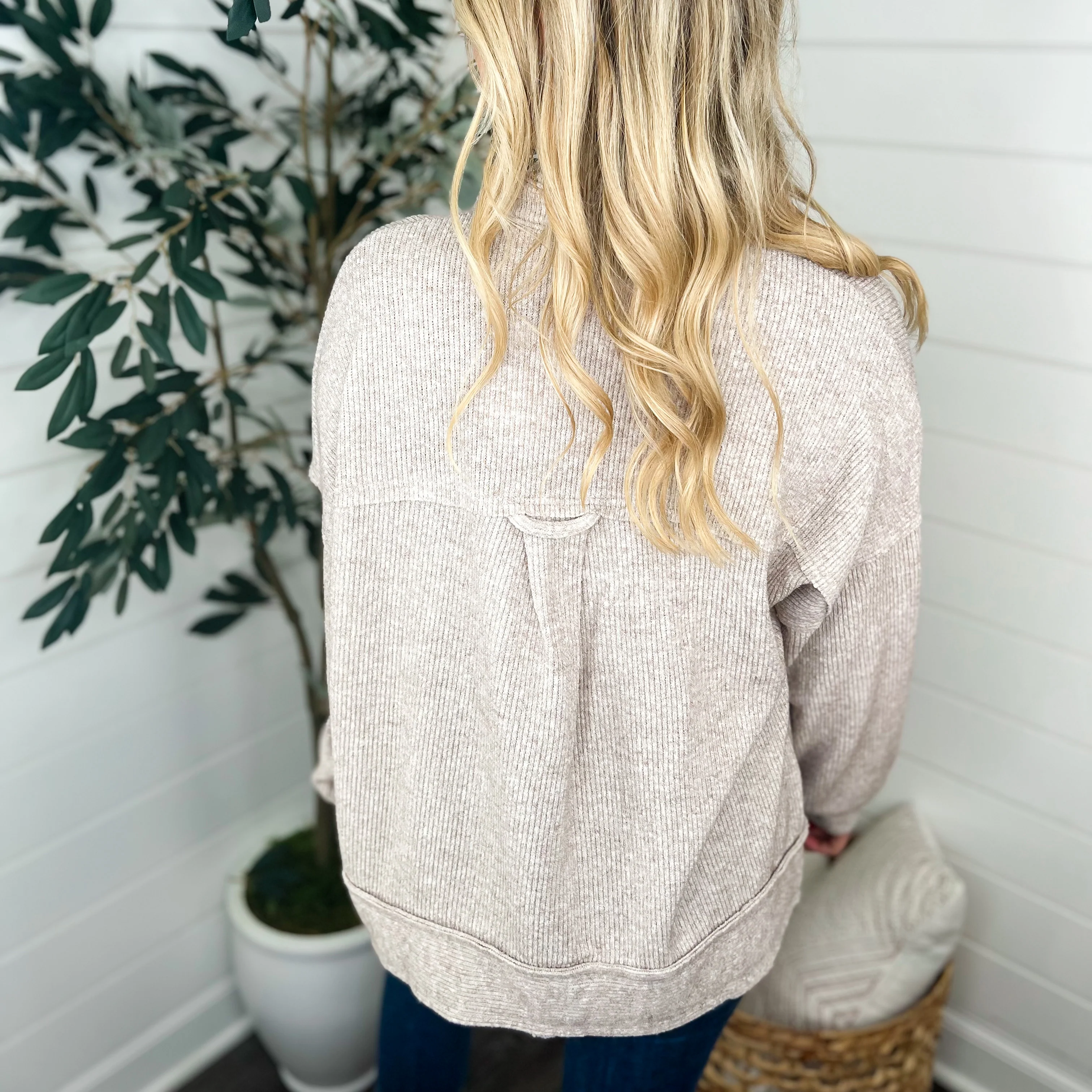 White Birch Playing Make Believe Knit Long Sleeve Shacket - 2 colors! - Image 3