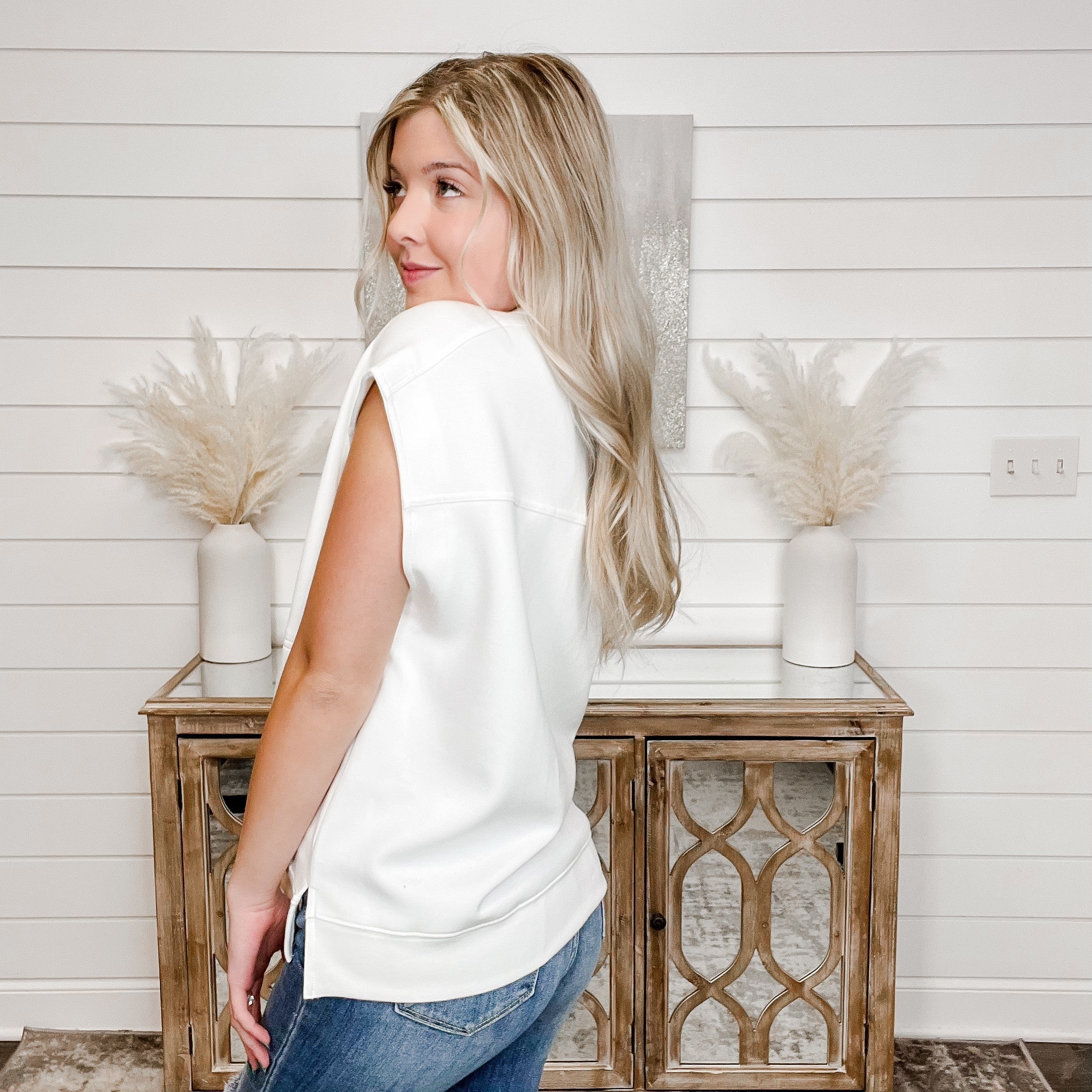 Wishlist It Takes Courage Rayon Blend White Quarter Zip Pullover Top - Image 2