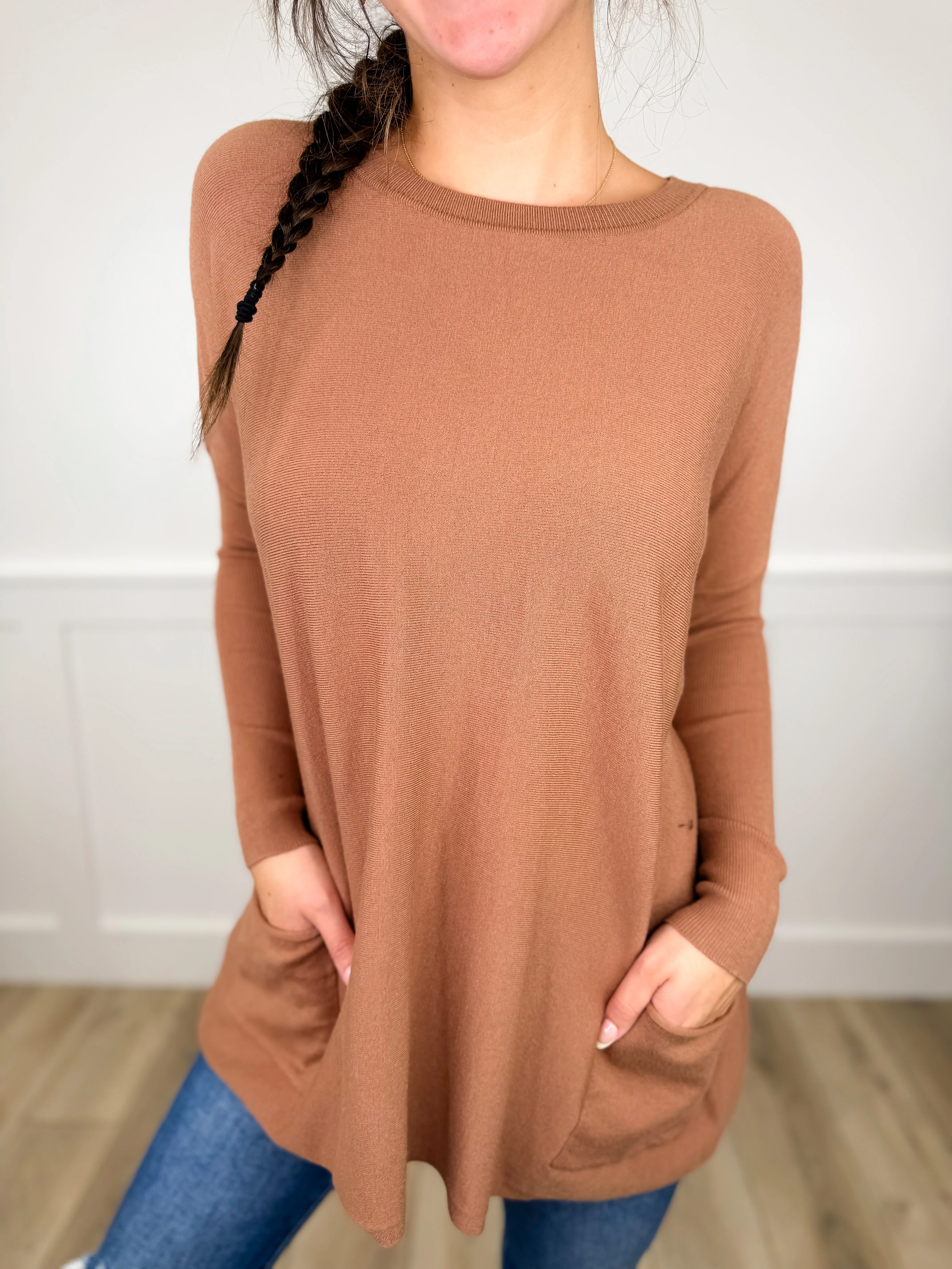Your Choice Knit Long Sleeve Avery Mae Tunic Sweater Top - 2 colors! - Image 2